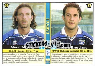 Sticker Gianluca Berti / daniele Baldini / mario Alfieri / mark Bresciano - Calcio 2000-2001 n. 454 - Mundicromo