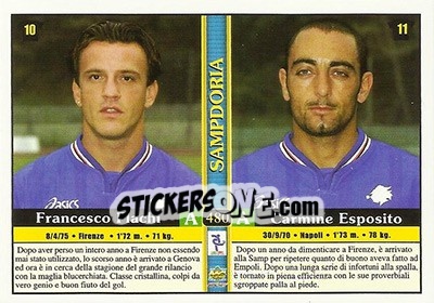 Cromo Francesco Flachi / Carmine Esposito / Giampaolo Manighetti / Fabrizio Ficini - Calcio 2000-2001 - Mundicromo