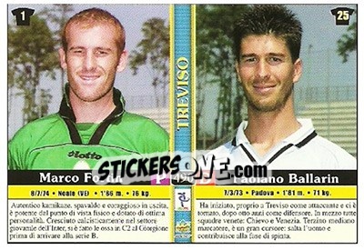 Sticker Marco Fortin / Fabiano Ballarin / William Pianu / Federico Smanio - Calcio 2000-2001 n. 490 - Mundicromo