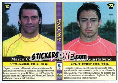 Sticker Marco Cerioni / Paolo Guastalvino / Francesco Montervino / Maurizio Peccarisi - Calcio 2000-2001 n. 536 - Mundicromo