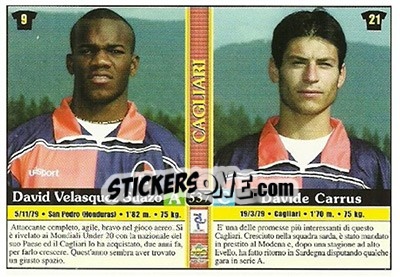 Sticker David Velasquez Suazo / Davide Carrus - Calcio 2000-2001 n. 537 - Mundicromo