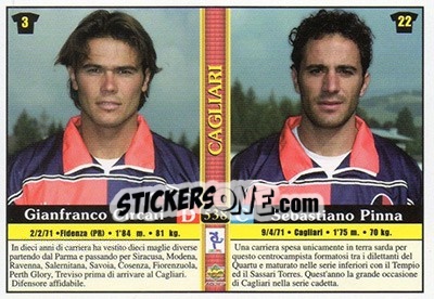 Sticker Emiliano Melis / Francois Modesto / Gianfranco Circati / Sebastiano Pinna - Calcio 2000-2001 n. 538 - Mundicromo