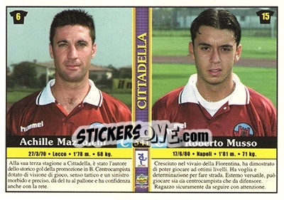 Sticker Andrea Caverzan / Giancarlo Cinetto / Achille Mazzolini / Roberto Musso - Calcio 2000-2001 - Mundicromo