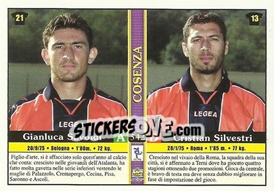 Sticker Aniello Parisi / Giovanni Paschetta / Gianluca Savoldi / Cristian Silvestri - Calcio 2000-2001 n. 542 - Mundicromo