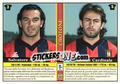 Cromo Salvatore Aronica / Alfredo Cardinale / Domenico Giampa / Marco Pecorari - Calcio 2000-2001 - Mundicromo