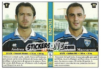 Cromo Vincenzo Iacopino / marco Barollo / andrea Cupi / massimo Maccarone - Calcio 2000-2001 - Mundicromo