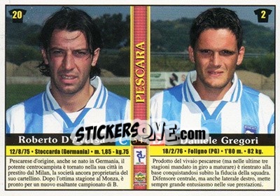 Sticker Roberto D'Aversa / Daniele Gregori / Giuliano Melosi / Alessandro Sbrizzo - Calcio 2000-2001 - Mundicromo