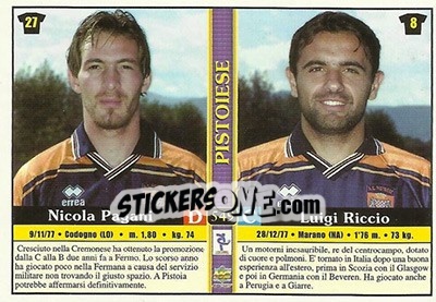 Sticker Christian Biancone / Vincenzo Lambertini Nicola Pagani / Luigi Riccio - Calcio 2000-2001 n. 549 - Mundicromo