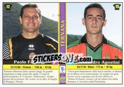 Figurina Paolo Fabbri / alessandro Agostini / angelo Carbone / emiliano Tarana - Calcio 2000-2001 - Mundicromo