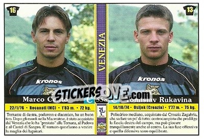 Cromo Marco Cento / Tomislav Rukavina / Runar Berg / Ivone De Franceschi - Calcio 2000-2001 - Mundicromo