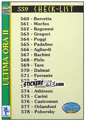 Sticker Check List - Calcio 2000-2001 - Mundicromo