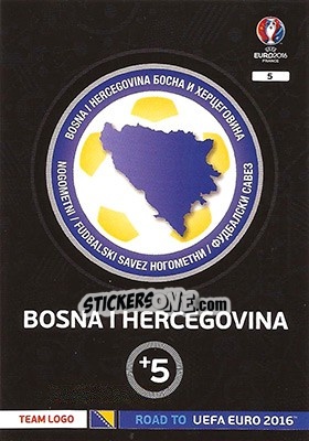 Sticker Bosna I Hercegovina - Road to UEFA EURO 2016. Adrenalyn XL n. 5 - Panini