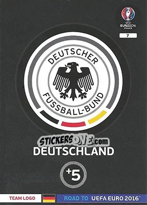 Sticker Deutschland - Road to UEFA EURO 2016. Adrenalyn XL n. 7 - Panini