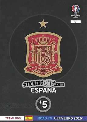 Sticker España - Road to UEFA EURO 2016. Adrenalyn XL n. 9 - Panini
