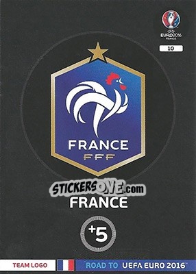 Sticker France - Road to UEFA EURO 2016. Adrenalyn XL n. 10 - Panini
