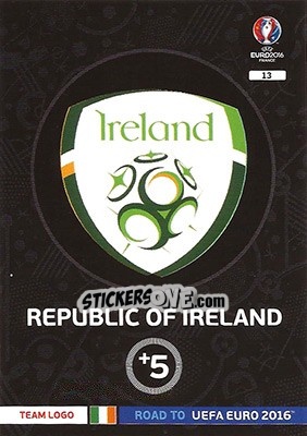 Sticker Republic of Ireland - Road to UEFA EURO 2016. Adrenalyn XL n. 13 - Panini