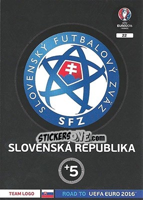 Sticker Slovenská Republika - Road to UEFA EURO 2016. Adrenalyn XL n. 22 - Panini