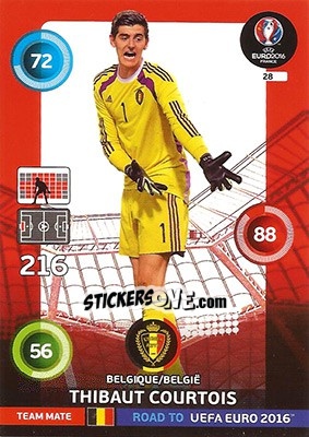 Sticker Thibaut Courtois - Road to UEFA EURO 2016. Adrenalyn XL n. 28 - Panini