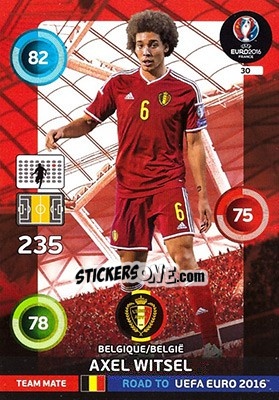 Sticker Axel Witsel - Road to UEFA EURO 2016. Adrenalyn XL n. 30 - Panini