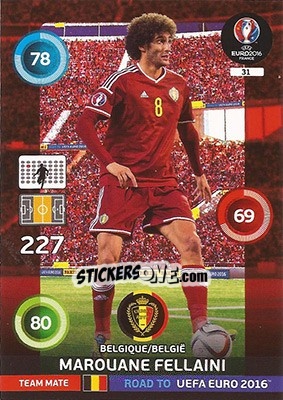 Sticker Marouane Fellaini - Road to UEFA EURO 2016. Adrenalyn XL n. 31 - Panini