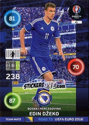 Sticker Edin Džeko - Road to UEFA EURO 2016. Adrenalyn XL n. 41 - Panini