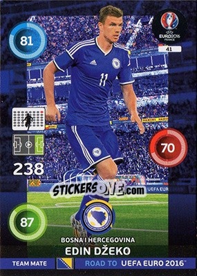 Sticker Edin Džeko - Road to UEFA EURO 2016. Adrenalyn XL - Panini