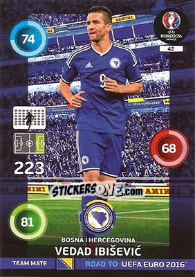 Sticker Vedad Ibiševic - Road to UEFA EURO 2016. Adrenalyn XL - Panini