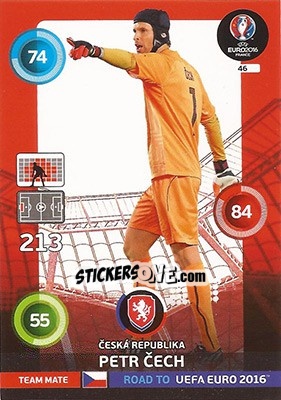 Sticker Petr Cech - Road to UEFA EURO 2016. Adrenalyn XL n. 46 - Panini