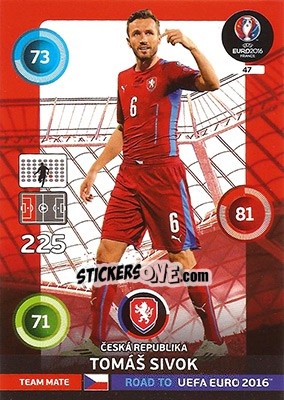 Sticker Tomáš Sivok - Road to UEFA EURO 2016. Adrenalyn XL n. 47 - Panini