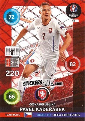 Sticker Pavel Kadeřábek - Road to UEFA EURO 2016. Adrenalyn XL n. 48 - Panini