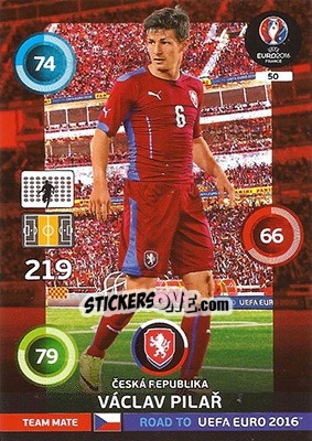 Sticker Václav Pilař - Road to UEFA EURO 2016. Adrenalyn XL n. 50 - Panini