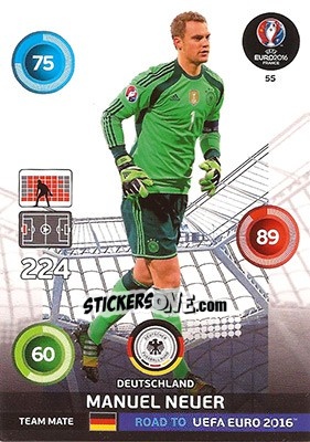 Sticker Manuel Neuer - Road to UEFA EURO 2016. Adrenalyn XL n. 55 - Panini