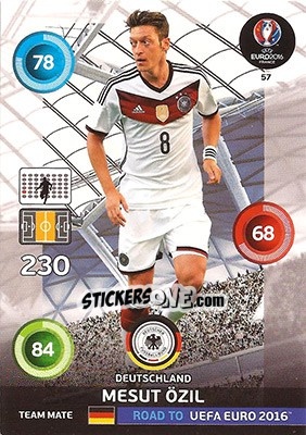 Sticker Mesut Özil - Road to UEFA EURO 2016. Adrenalyn XL n. 57 - Panini