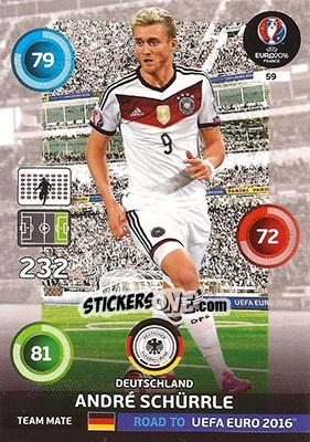 Sticker André Schürrle - Road to UEFA EURO 2016. Adrenalyn XL n. 59 - Panini