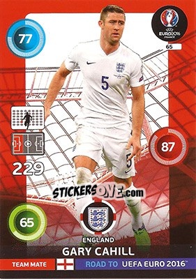 Sticker Gary Cahill - Road to UEFA EURO 2016. Adrenalyn XL n. 65 - Panini