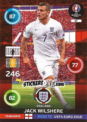 Sticker Jack Wilshere - Road to UEFA EURO 2016. Adrenalyn XL n. 67 - Panini