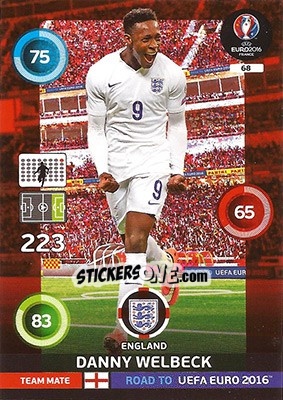 Sticker Danny Welbeck - Road to UEFA EURO 2016. Adrenalyn XL n. 68 - Panini