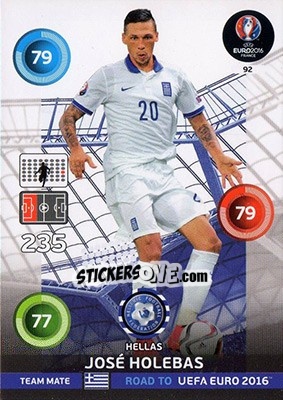 Sticker José Holebas - Road to UEFA EURO 2016. Adrenalyn XL n. 92 - Panini