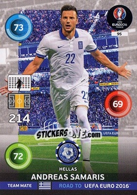 Sticker Andreas Samaris - Road to UEFA EURO 2016. Adrenalyn XL - Panini