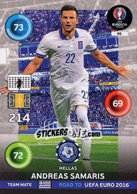 Sticker Andreas Samaris - Road to UEFA EURO 2016. Adrenalyn XL n. 95 - Panini