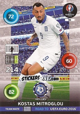 Sticker Kostas Mitroglou - Road to UEFA EURO 2016. Adrenalyn XL n. 96 - Panini