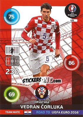 Sticker Vedran Corluka - Road to UEFA EURO 2016. Adrenalyn XL n. 101 - Panini