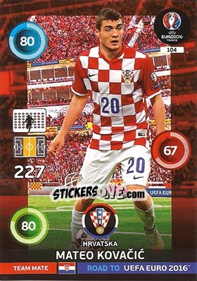 Sticker Mateo Kovacic - Road to UEFA EURO 2016. Adrenalyn XL - Panini