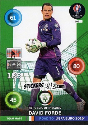 Sticker David Forde - Road to UEFA EURO 2016. Adrenalyn XL n. 109 - Panini