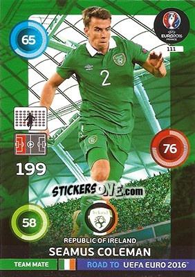 Sticker Seamus Coleman - Road to UEFA EURO 2016. Adrenalyn XL n. 111 - Panini