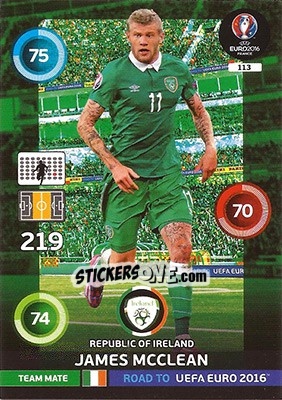 Sticker James McClean - Road to UEFA EURO 2016. Adrenalyn XL - Panini