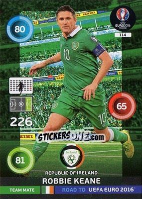 Sticker Robbie Keane - Road to UEFA EURO 2016. Adrenalyn XL n. 114 - Panini