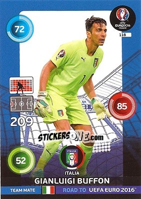 Sticker Gianluigi Buffon - Road to UEFA EURO 2016. Adrenalyn XL n. 118 - Panini