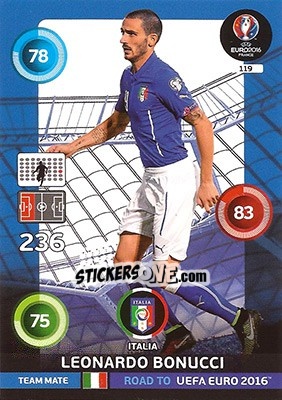 Sticker Leonardo Bonucci - Road to UEFA EURO 2016. Adrenalyn XL n. 119 - Panini