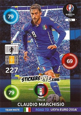 Sticker Claudio Marchisio - Road to UEFA EURO 2016. Adrenalyn XL n. 121 - Panini